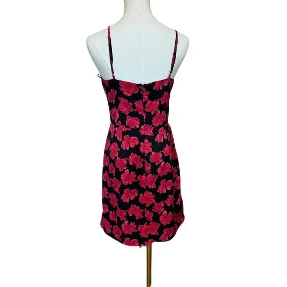 The East Order Black Floral Jacquard Mini Dress MEDIUM Slip Cocktail $169 Flaw - Picture 6 of 11